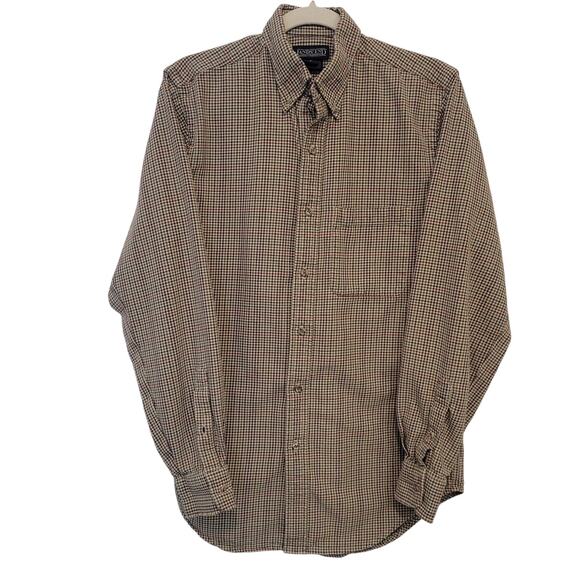 Vintage Lands' End Kids Button Down Shirt 14-14 Husky Brown Check Long Sleeve - Picture 1 of 11